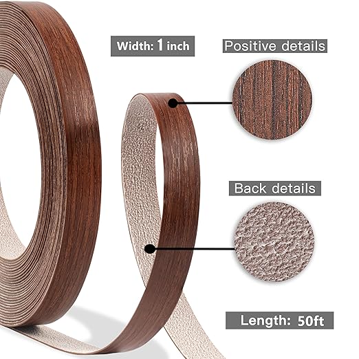 GSCIT Club Cherry Edge Banding, 1 inch x 50ft roll of Veneer Edge Banding - Pre-glued Flexible, Wood PVC Tape for Cabinet Repair & Furniture Restoration