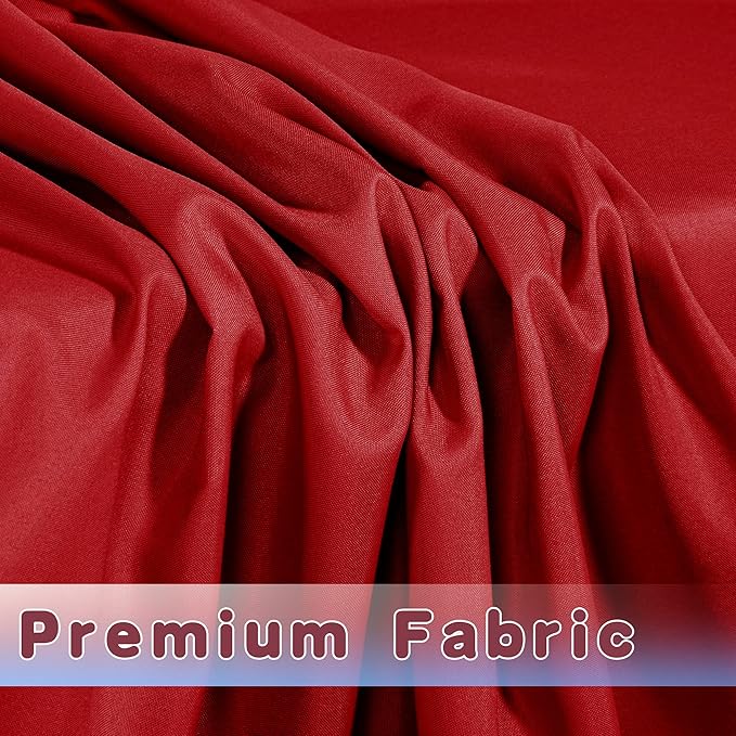 HolidayIdeas 2 Pack Red Fitted Tablecloth for 8ft Tables, 4-Sided Christmas Table Cover for Holiday Markets, Yard Parties, & Gift Tables, Wrinkle-Resistant Washable Xmas Decorations
