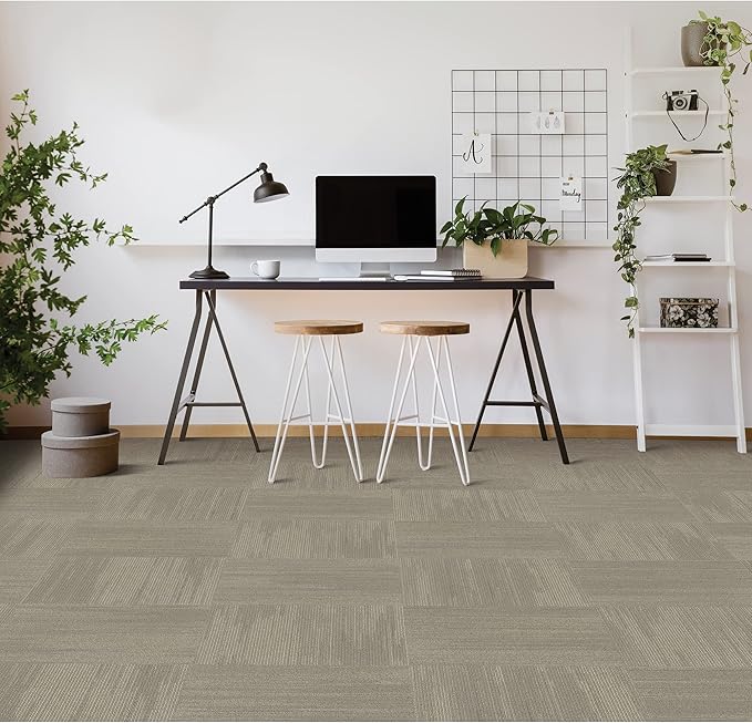 Mohawk Elite 24" x 24" Berber (Loop pile), 0.1" Pile Height, Carpet Tile, Nylon Fiber, Dove Color, (1 Tile)