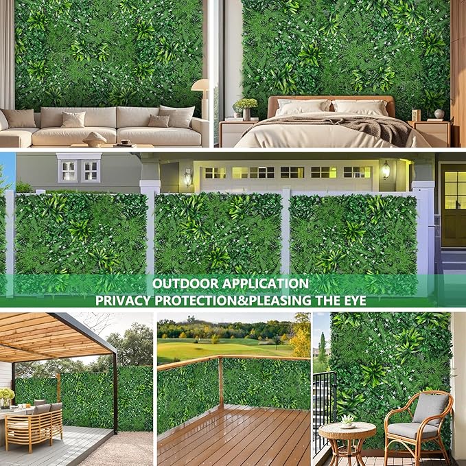 Grass Wall, Artificial Boxwood Panels 40"x120"(33.33 SQFT), Privacy Hedge Fence Screen with UV Protection, Greenery Backdrop for Indoor Home Wedding Decor and Outdoor Garden Backyard