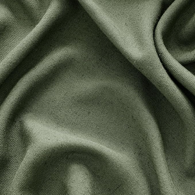 MIULEE Non-See-Through Privacy Linen Curtains 2 Panels, Olive Green Light Filtering Window Curtains Farmhouse Textured Back Tab Semi Sheer Drapes for Bedroom Living Room 96 Inches Long Dark Green