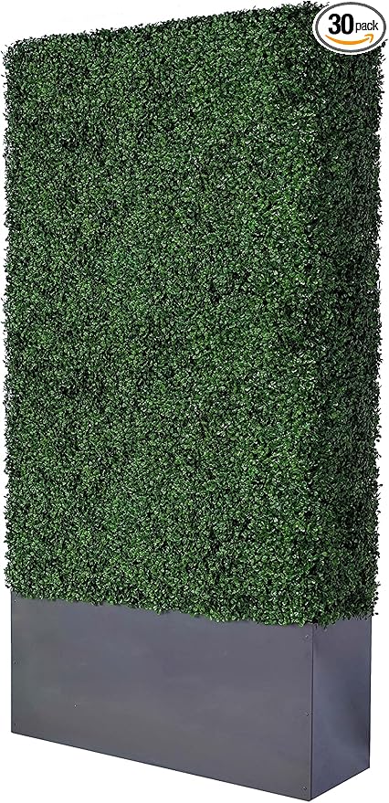 AGPL Artificial Hedge Wall (38" Width* 12" Deep* 96" Height) with Dark Gray Stainless Steel Planter Box (96.00)