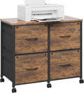4 Drawer Lateral File Cabinet, Mobile Filing Cabinet for Large Printer, Home Office Functional Small Office Storage Cabinet & Printer Stand, Fits Letter/A4, 30.4'', Rustic Brown