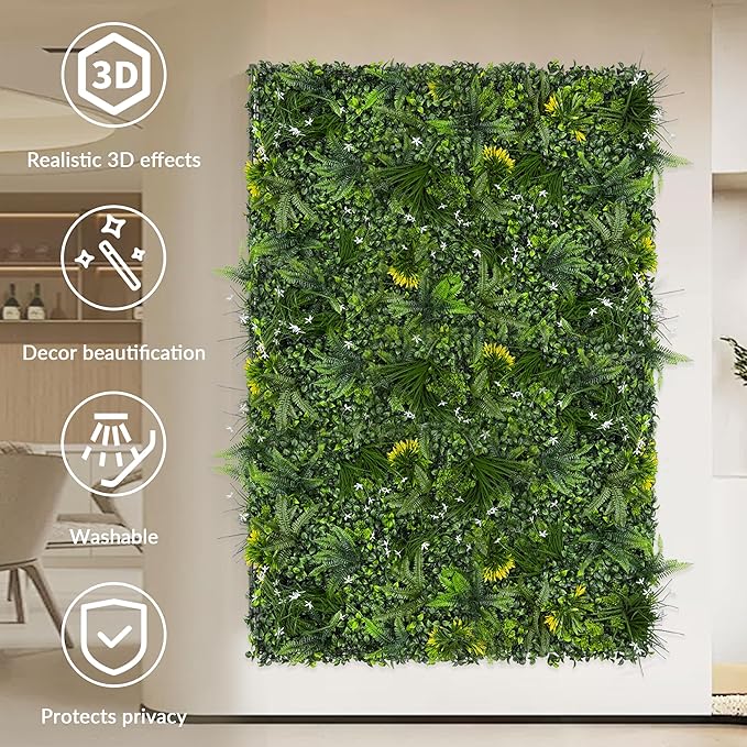 Artificial Grass Wall Boxwood Roll: 48"x120" UV Resistant Green Leaves Faux for Interior Wall Backdrop,Garden and Indoor Outdoor Wall&Fence Covering Privacy, Party Wall Fence Decor