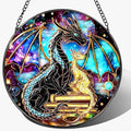 Stained Glass Window Hanging, 8 Inch Dragon Stained Glass Suncatcher, Sun Catchers Indoor Window, Suncatchers for Windows Hanging, Book Lover Christmas Ornament, Perfect for Bookworms