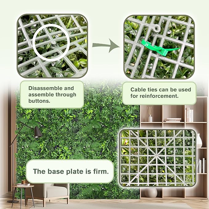 Artificial Green Boxwood Grass Wall Roll: 48"x128"(43 SQFT) UV Protected Ivy Privacy Hedge Fence Screen for Chain Link Fences Panel Indoor,Outdoor Patio Balcony & Garden