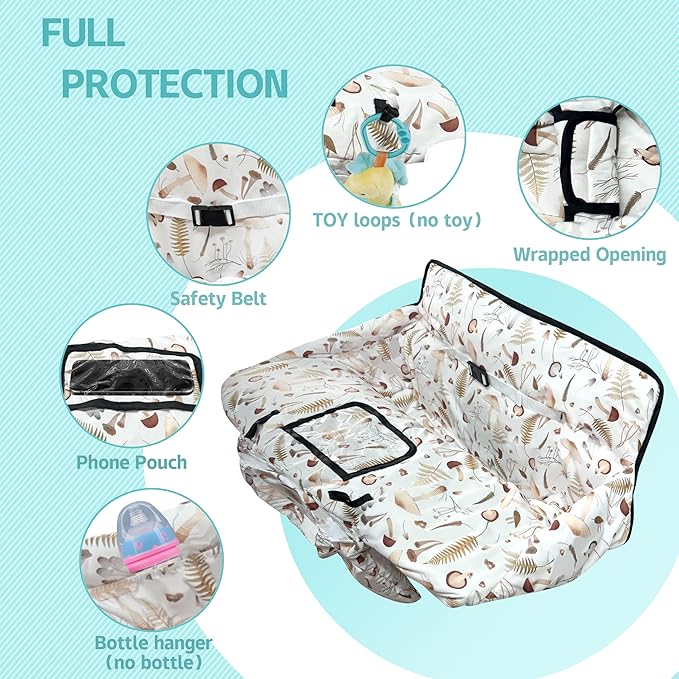 Shopping Cart Cover for Baby,2-in-1 High Chair Cover with Portable Cloth Bag,Cart Seat Pad for Babies Grocery Cushion Cover Restaurant,Suitable for All Supermarkets