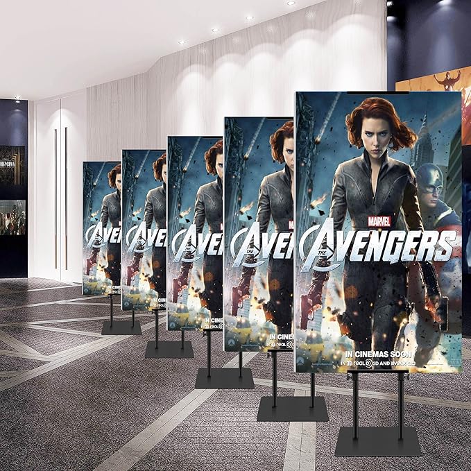 Poster Stand Heavy Duty - Adjustable Pedestal Poster Stands for Display Foam Board Signage, Double Sided Black Floor Standing Sign Holder Height up to 80 Inch, 4 Pack