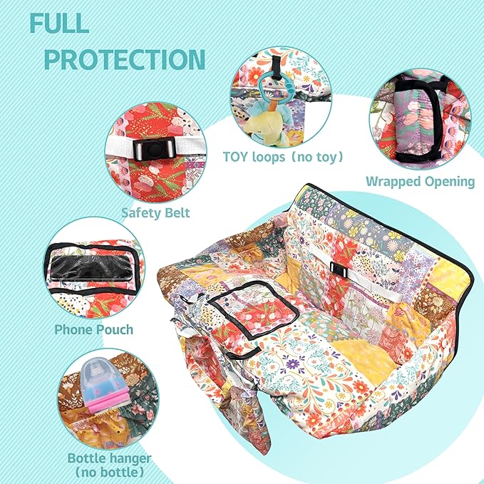 Shopping Cart Cover for Baby,2-in-1 High Chair Cover with Portable Cloth Bag,Cart Seat Pad for Babies Grocery Cushion Cover Restaurant,Suitable for All Supermarkets