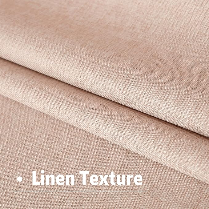 DUALIFE Full Blackout Baby Pink Curtains 63 Inch Long Linen Textured Curtains Thermal Insulated Heat Blocking Noise Reducing Vintage Drapes for Nursery Bedroom Rod Pocket&Back Tab 2 Panels 50W x 63L
