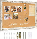 DOLLAR BOSS Cork Board for Wall - 24 X 18 Inches, Birch Bark Framed Bulletin Board Corkboard Decorative Hanging Pin Board for Office & Home Decor