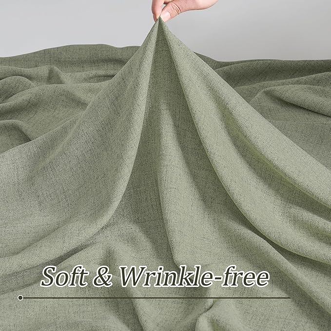 RAIN CITY Sage Green Sheer Curtains Pinch Pleated,Back Tab with Hooks,Farmhouse Windwo Drapes for Living Room Bedroom,42 Inch Wide x 84 Inch Long