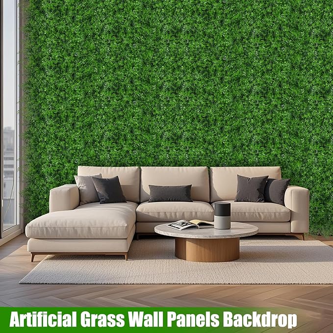 40"x120"(33.33 SQFT) Grass Wall Panels, Artificial Fern Grass Backdrop with UV Protection, Fake Greenery Plant Boxwood Roll, Green Wall Decor for Outdoor Indoor Patio Garden Backyard