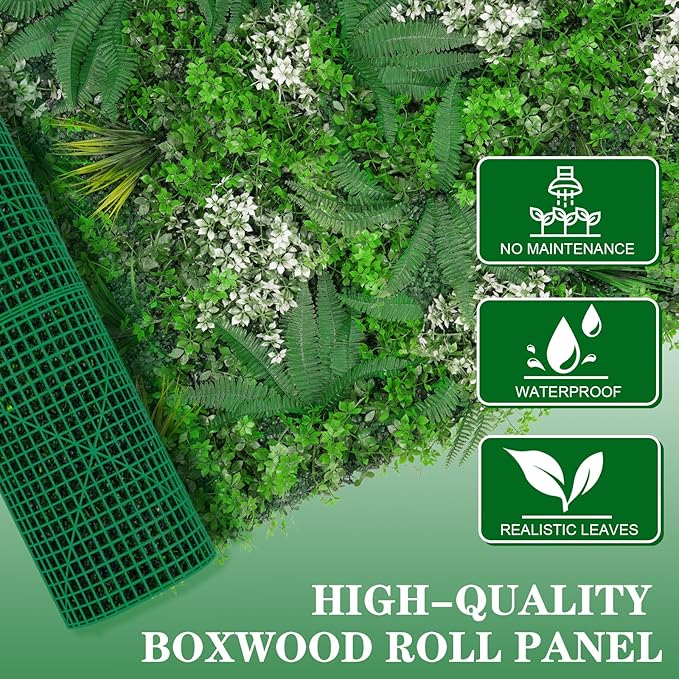 Artificial Grass Wall 40"x120"(33.33 SQFT), Boxwood Roll Panels UV-Protected Faux Grass Backdrop Wall,Greenery Privacy Hedge Screen for Outdoor Garden Patio, Indoor Party Balcony Fence Decor