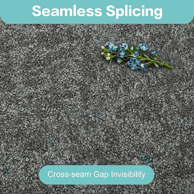 jxgzyy Soft Carpet Tiles 20×20 Inch, 0.38'' Padded Carpet Squares, Non-Adhesive Carpet Flooring with Textured Silicone Back, Easy DIY Cushioning Tiles for Under Furniture, 4 Pcs/10.8 Sqft