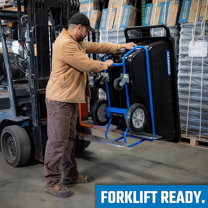 Tilt Truck, 1/2 Cu. Yd. Capacity Dump Cart with Non-Marking 12” Wheels & 5” Casters & Forklift-able Frame for Jobsites, 850 lbs, Trash Cart with Wheels DUC12T-F-NM-02PK (2-Pack)