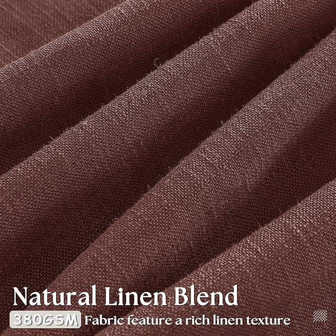 Dark Terracotta 80 Inch Pinch Pleated Linen Curtains 2 Panel Set for Living Room Thick Linen Drapes 80 Inches Long Pinch Pleat Drapes Semi Sheer Curtain for Dining Bedroom Office Maroon Red Brown