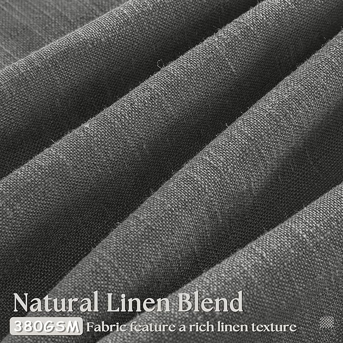 Charcoal Grey Pinch Pleated Linen Curtains 90 Inches Long for Living Room Bedroom 2 Panels Light Filtering Pinch Pleat Hooks Rings Back Tab Dark Grey Modern Farmhouse 90 Inch Window Curtain Drapes
