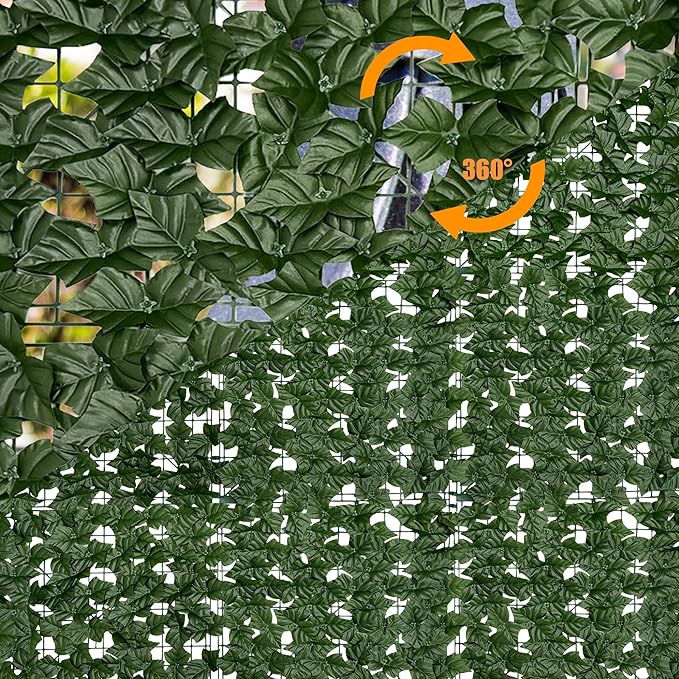 Artificial Ivy Privacy Fence Screen, 128 "x 48" (43 Sqft) Anti-Ultraviolet Artificial Hedge Grass Wall, Used for Indoor and Outdoor Green Background, Garden Greening Decoration