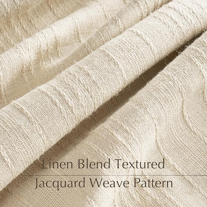 NICETOWN Jacquard Linen Curtains 108 inches Long, Waffle Weave Privacy with Light Filtering Window Treatments Boho Style for Bedroom, W52 x L108, 2 Panels