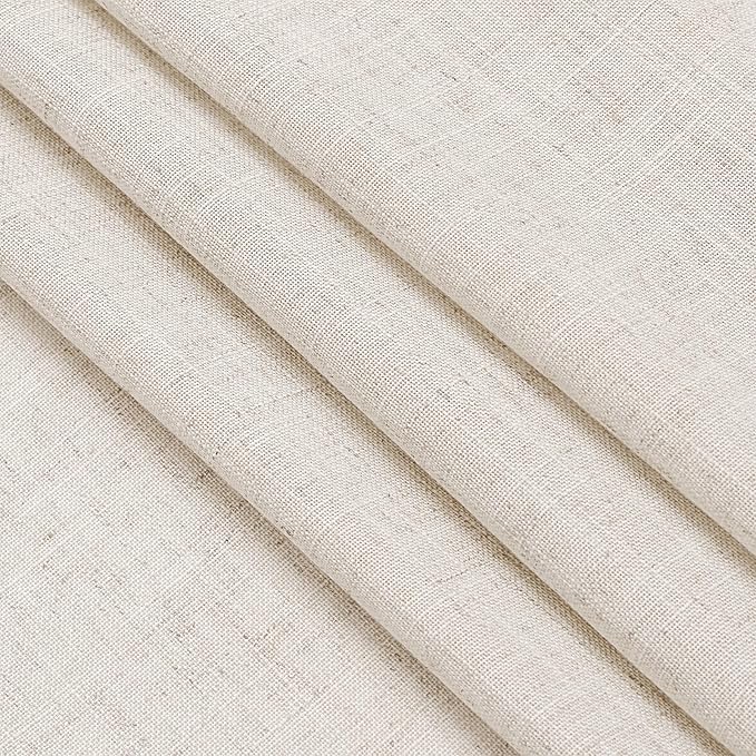 Beige Linen Semi Sheer Curtains 72 Inch Length for Living Room Back Tab Rod Pocket Modern Farmhouse Coastal Decor Linen Cotton Textured Gauze Curtains 72 Inches Long for Dining Room Office 42x72