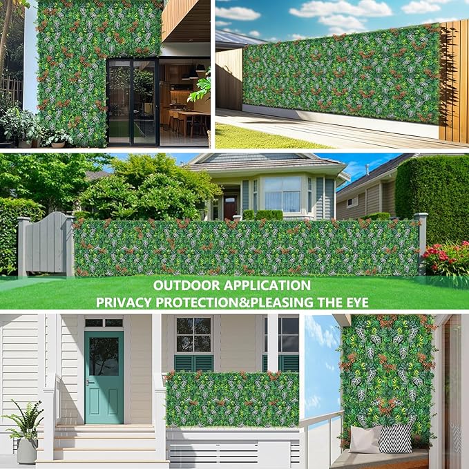 20"x20"(16pcs) Grass Wall, Artificial Boxwood Panels, Grass Backdrop Wall for Privacy Screen, Sun Protected Green Hedge Panels for Outdoor, Indoor, Garden, Fence, Backyard and Décor