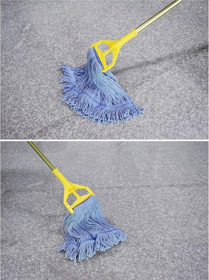 String Mop Heads Replacement Heavy Duty Commercial Grade Blue Cotton Looped End Wet Industrial Cleaning Mop Head Refills (1, Medium)