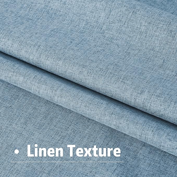 96 Inch Long Blackout Curtains - Extra Wide Thermal Insulated Sun Block Out Bedroom Linen Curtains 8 ft Window Covering Back Tab Rod Pocket Drapes for Hall Living Room W84 x L96,2 Pcs, Slate Blue