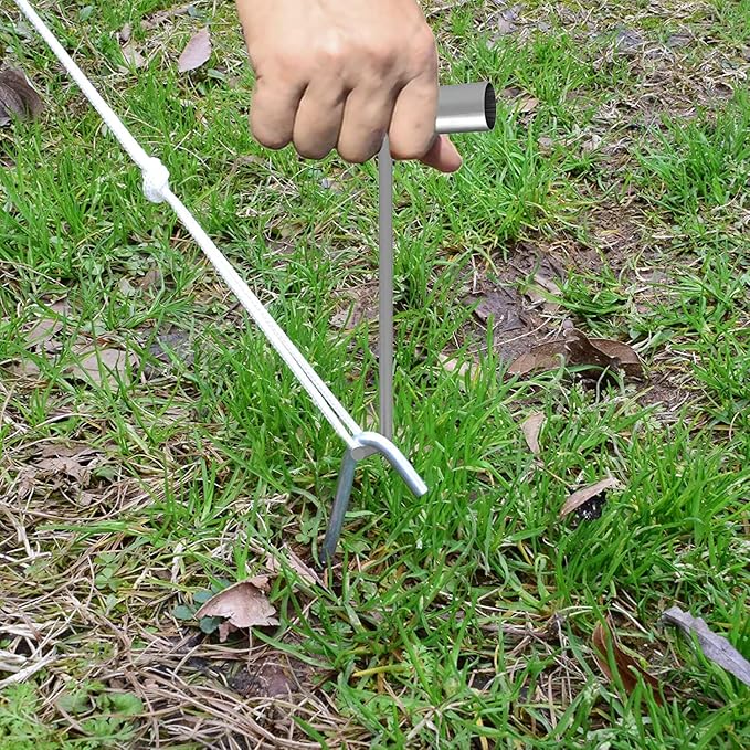 Metal Tent Stakes Heavy Duty 9 Inch with Puller Tool, 40 Pack Anti-Rust Galvanized Steel Ground Anchors Camping Tarp Stakes for Inflatables Outdoor Decorations