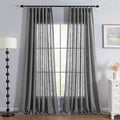MYSKY HOME Grey Living Room Curtains Semi Sheer Light Filtering Privacy Drapes 108 Inch Length Linen Look Textured Boho Home Decor, Pinch Pleated Curtain for Parties, 40" x 108", Dark Grey, 2 Panels