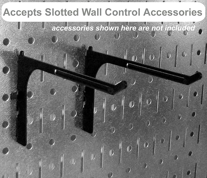 Wall Control 4 ft Metal Pegboard Standard Tool Storage Kit with Yellow Toolboard and Black Accessories