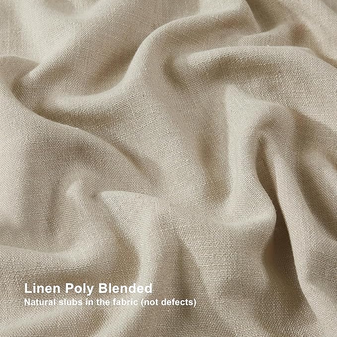 Vision Home Sand Pinch Pleated Full Blackout Curtains Linen Blended Room Darkening Window Curtains 108 inch for Living Room Bedroom Thermal Insulated Pinch Pleat Drapes with Hooks 40" Wx108 Lx2