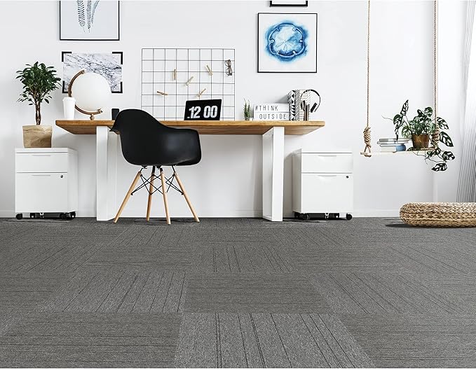 Mohawk Basics 24" x 24" Berber (Loop pile), 0.07" Pile Height, Carpet Tile, PET Fiber, Iron Color, (24 Tiles), (96 sqft/carton)