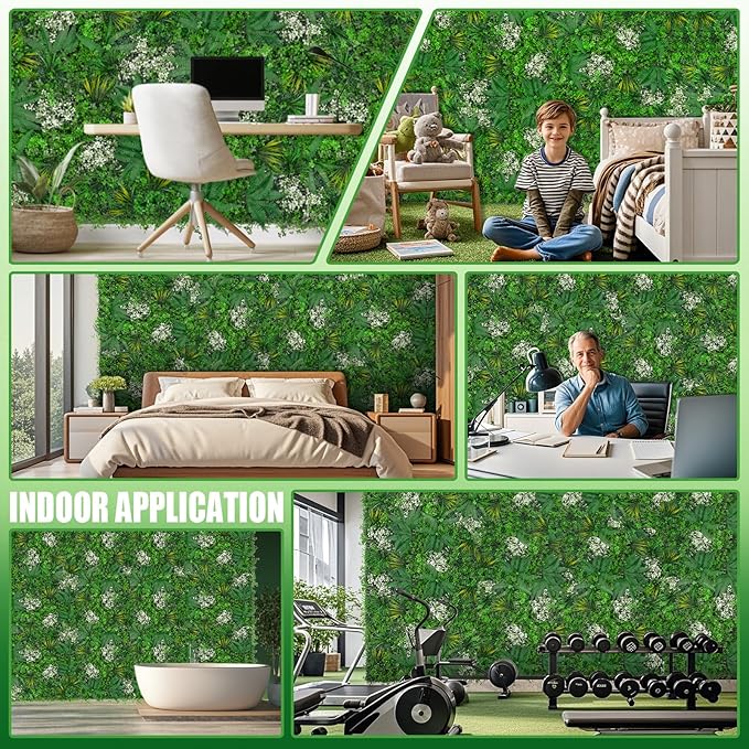 20"X20" Artificial Grass Wall, 12PCS Boxwood Panels UV-Protected Faux Grass Backdrop Wall,Greenery Privacy Hedge Screen for Outdoor Garden Patio, Indoor Party Balcony Fence Decor