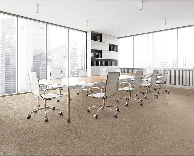 Mohawk Basics 24" x 24" Berber (Loop pile), 0.07" Pile Height, Carpet Tile, PET Fiber, Walnut Color, (24 Tiles), (96 sqft/carton)