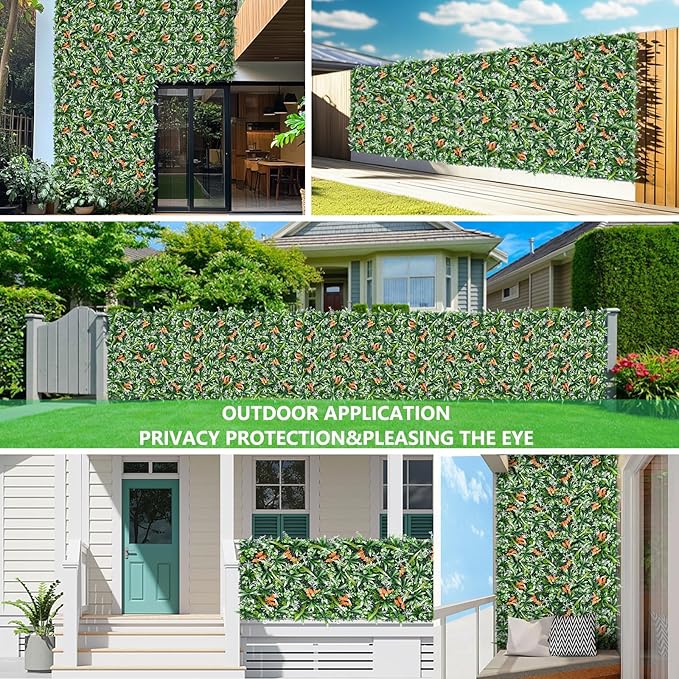 20"X20" Artificial Boxwood Panels, 8PCS Grass Wall Hedge Panels UV-Protected Greenery Privacy Hedge Screen, Grass Backdrop Wall for Indoor Outdoor Patio Balcony, Party Garden Fence Decor