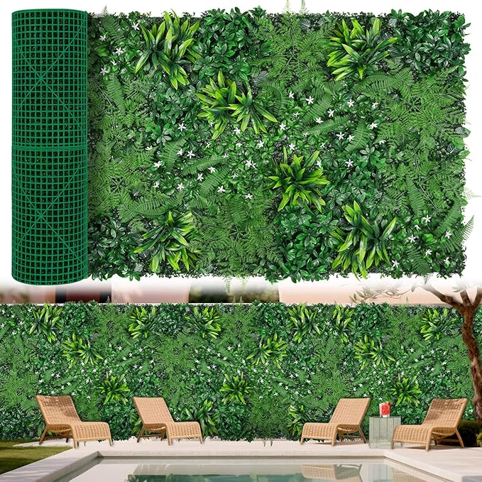 Grass Wall, Artificial Boxwood Panels 40"x120"(33.33 SQFT), Privacy Hedge Fence Screen with UV Protection, Greenery Backdrop for Indoor Home Wedding Decor and Outdoor Garden Backyard