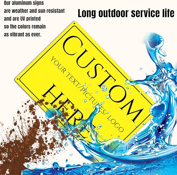 Custom Sign,Aluminum Weatherproof Metal Sign Multiple Sizes, Reflective，Double-sided，Customize for Garden, Business, Workplace, office, Home, Delivery Signs(10 * 7Inch)