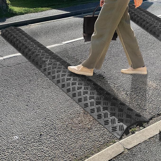 Cable Protector Ramp - Extension Cable Floor Protector, Outdoor Driveway Sidewalk, High Visibility Safety Strip, Wire Line Concealment System, Safety Equipment, Road Traffic Use