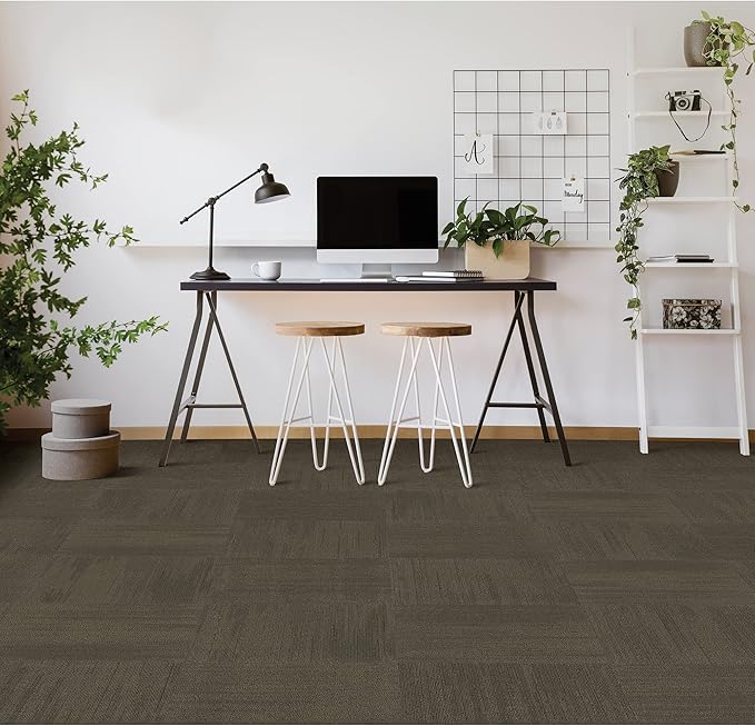 Mohawk Elite 24" x 24" Berber (Loop pile), 0.1" Pile Height, Carpet Tile, Nylon Fiber, Raven Color, (24 Tiles), (96 sqft/carton)