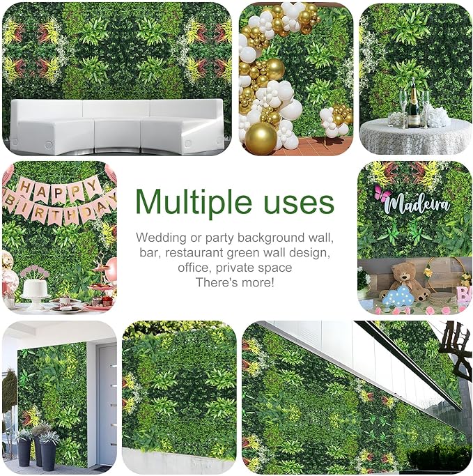 Boshen Artificial Grass Wall Panels, 5 Pack 40“x40” Boxwood Hedge UV Protected Greenery Privacy Grass Wall Decor Indoor Outdoor Wedding Garden Decor