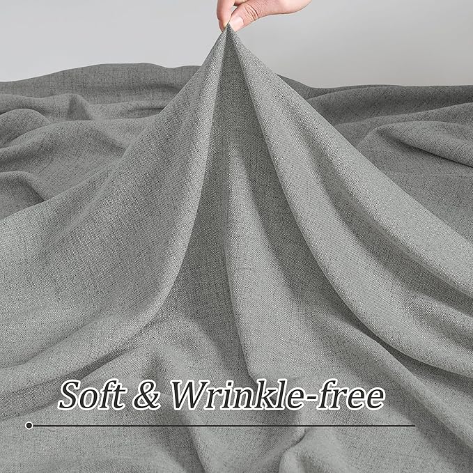 RAIN CITY Extra Long Pleated Sheer Curtains 108 inch Length 2 Panels Back Tab Light Filtering Semi Sheer Linen Curtain for Floor to Ceiling Window Patio Sliding Door 9 FT Grey Pinch Pleat with Hooks