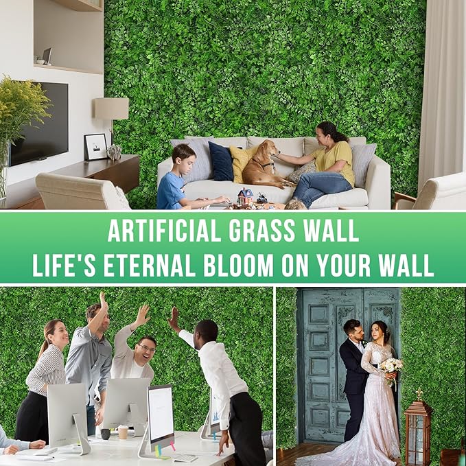 20"x20" Artificial Hedge Grass Wall, 12PCS Boxwood Panels, Greenery Backdrop Panles, UV Protected Privacy Fence Screen, Green Wall Decor for Outdoor Indoor Wedding Décor