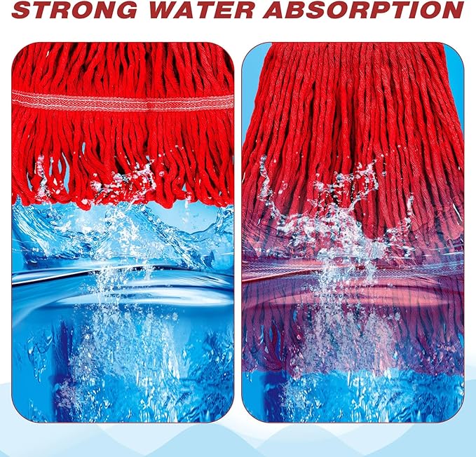Nuogo 10 Pcs Commercial Mop Head Replacement Floor Cleaning Wet Heavy Duty Commercial Mop Refills General Cleaning(27.6 Inch,Red)