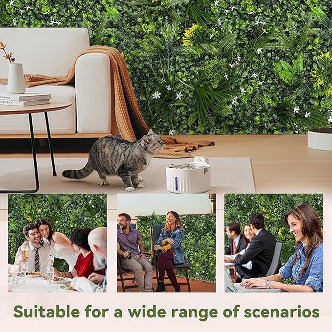 Artificial Grass Wall Boxwood Roll: 40"x120" UV Resistant Green Leaves Faux for Interior Wall Backdrop,Garden and Indoor Outdoor Wall&Fence Covering Privacy, Party Wall Fence Decor