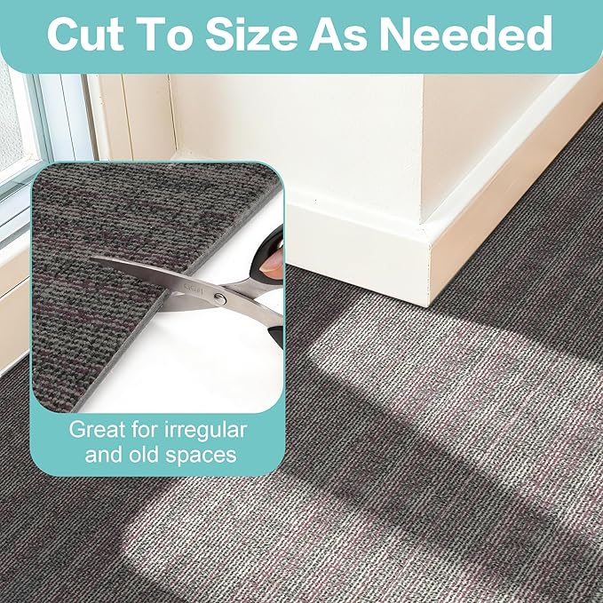 jxgzyy Commercial Carpet Tiles, 20×20 Inch, 0.31'' Padded Carpet Squares, Non-Adhesive Carpet Flooring with Textured Silicone Back, Easy DIY, Essential for Spatial Upgrade, 16 Pcs/43.1 Sqft