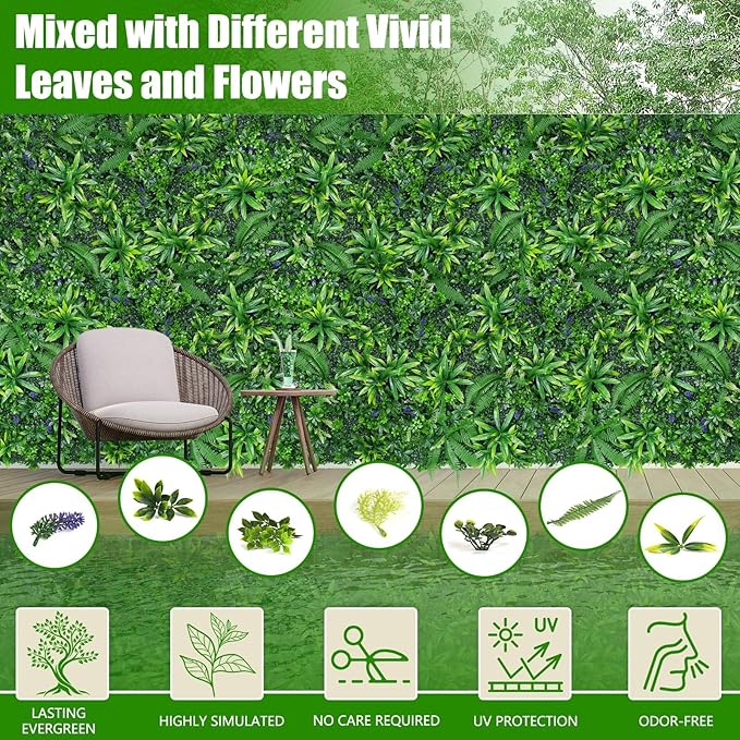 Grass Wall Panels, 40"x120"(33.33 SQFT) Hedge Boxwood Roll Backdrop with UV-Resistant, Fake Greenery Plant Decor for Outdoor Indoor Patio Garden Backyard
