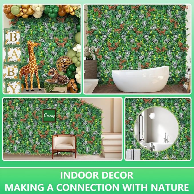 20"x20"(16pcs) Grass Wall, Artificial Boxwood Panels, Grass Backdrop Wall for Privacy Screen, Sun Protected Green Hedge Panels for Outdoor, Indoor, Garden, Fence, Backyard and Décor