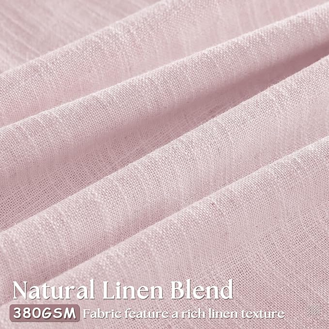 Dusty Pink Linen Pinch Pleated Curtains 90 Inch Length 2 Panels for Girls Bedroom Nursery Kids Soft Thick Linen Window Curtains 90 Inches Long Semi Sheer Light Filtering for Living Room Blush Pink