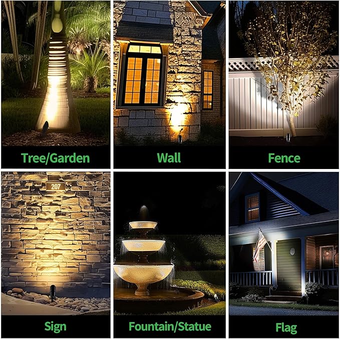 Low Voltage Spotlight, Black LED Landscape Lighting, Outdoor 12V Waterproof Aluminum Uplight for Tree Yard Garden with 5W MR16 Bulb 4000K 4 Pack